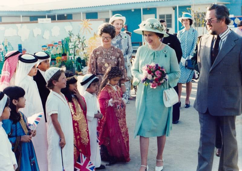 Queen Elizabeth II visits the British School Al Khubairat in February 1979. All photos: BSAK