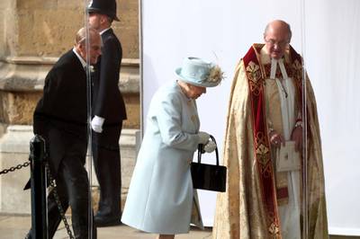 Britain's Queen Elizabeth and Prince Philip arrive. AP Photo