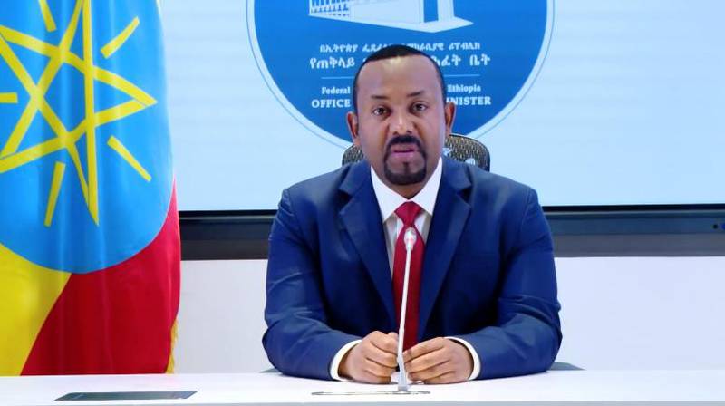 Ethiopia's Prime Minister Abiy Ahmed makes a statement on his official Facebook page, in  Addis Ababa, Ethiopia, November 8, 2020, in this still image taken from a social media video. Office of the Prime Minister- Press Secretariat/via REUTERS THIS IMAGE HAS BEEN SUPPLIED BY A THIRD PARTY. NO RESALES. NO ARCHIVES