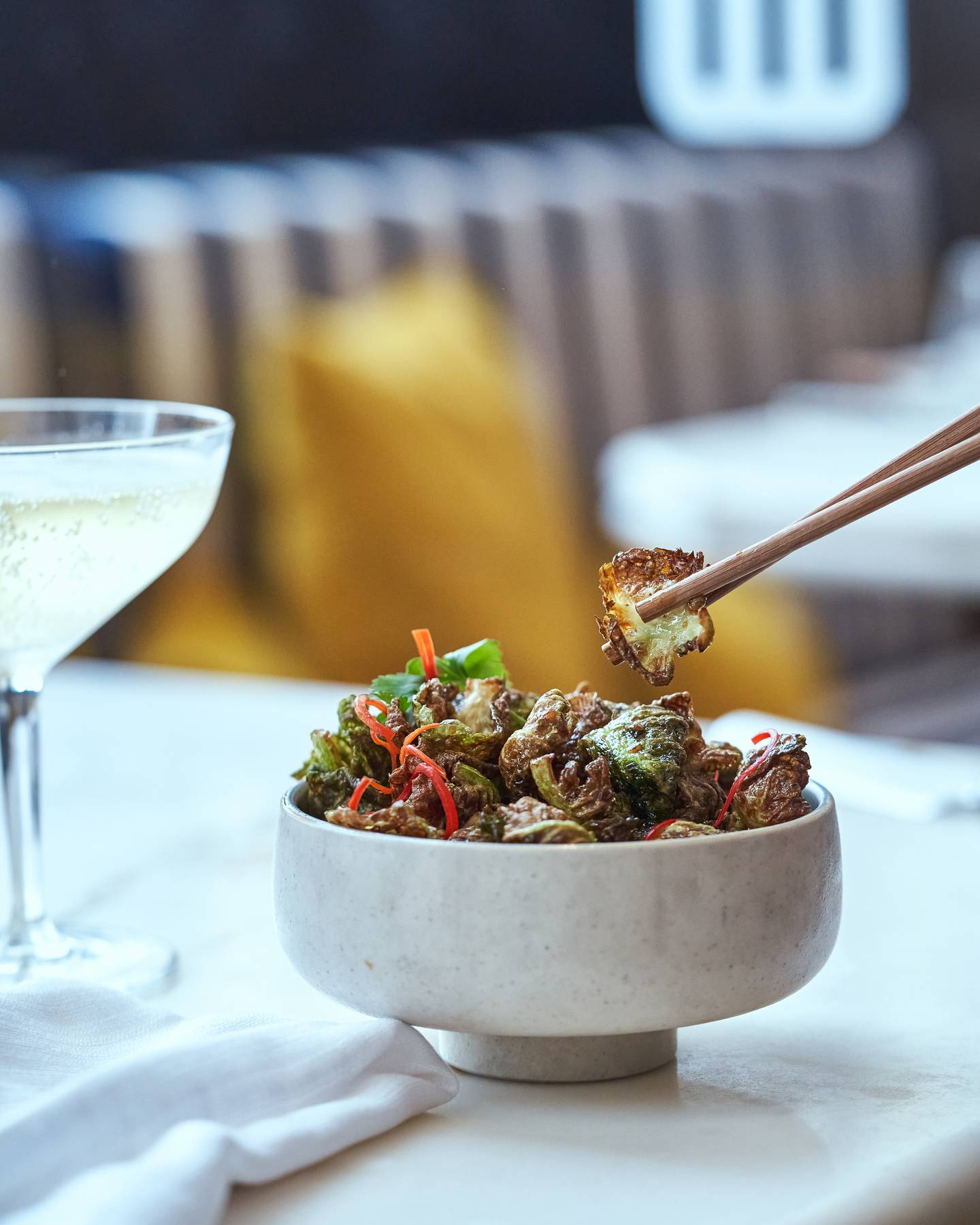Crispy Brussels sprouts with a lemon, honey and soy glaze at BB Social Dining