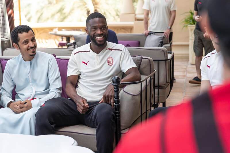 AC Milan's English defender Fikayo Tomori meets fans of the Italian club at Expo 2020 in Dubai on Tuesday, March 22, 2022. All images Antonie Robertson / The National