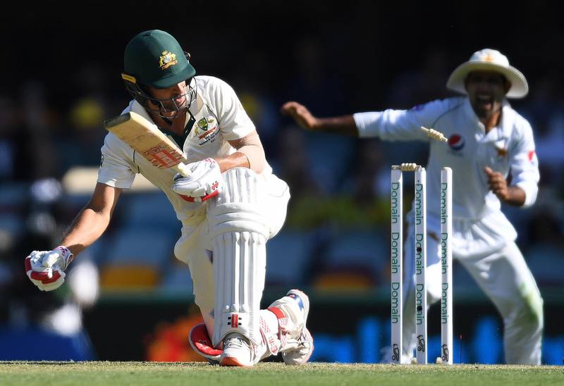 Australia batsman Joe Burns is bowled out by Pakistan's Yasir Shah for 97. EPA