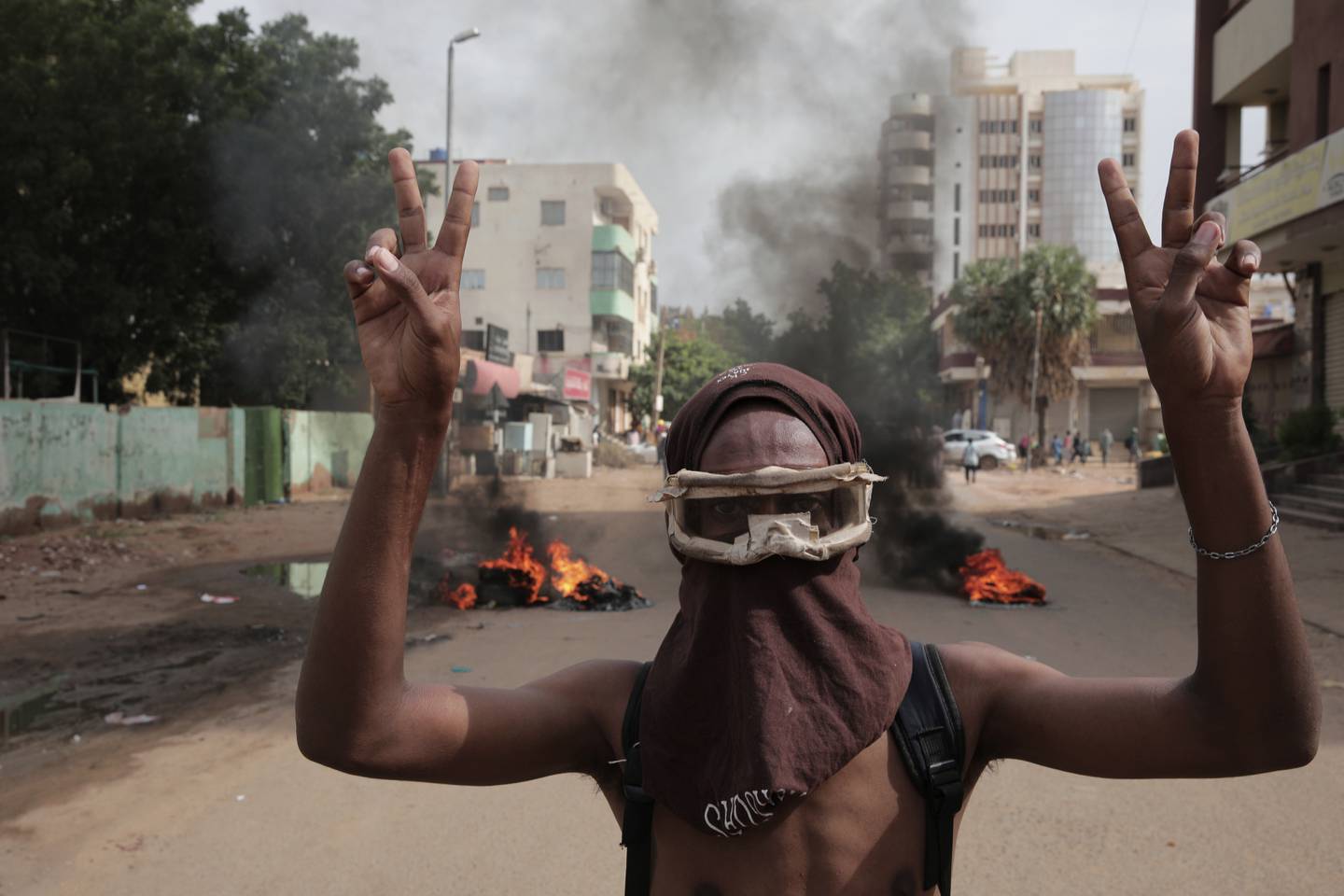 A Sudanese anti-military protester during a recent street rally demanding a return to a civilian-led democratic transition. AP