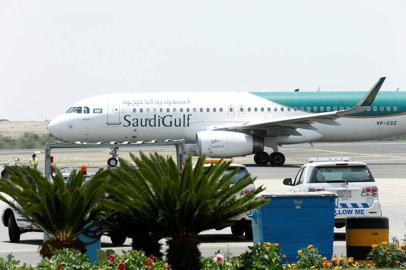 A Saudi plane at Abha airport. Reuters