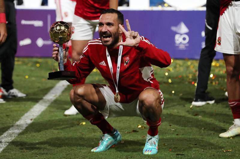 Al Ahly celebrate winning the Egyptian Super Cup in Al Ain. Chris Whiteoak / The National