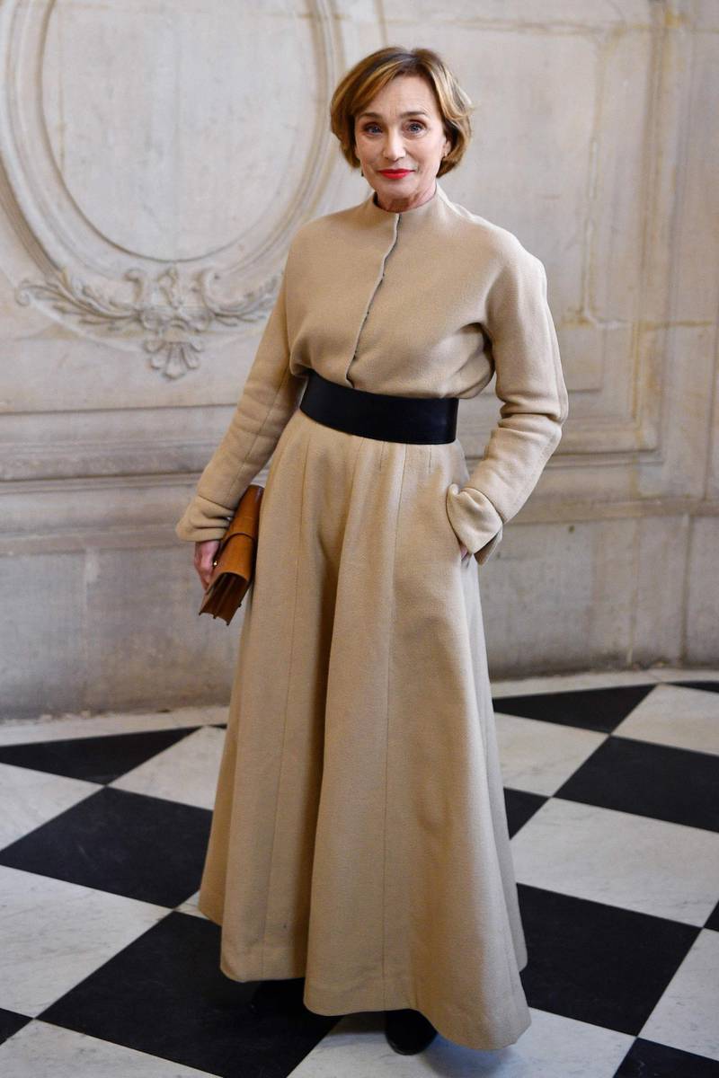 British-French actress Kristin Scott Thomas attends the Dior Women's Spring-Summer 2020/2021 Haute Couture show in Paris. AFP