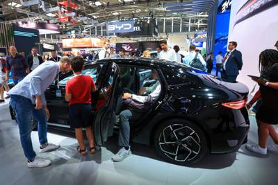 A BYD Seal electric sedan at the Munich Motor Show. Electric cars are expected to represent about 97 per cent of all electric vehicle shipments this year. Bloomberg
