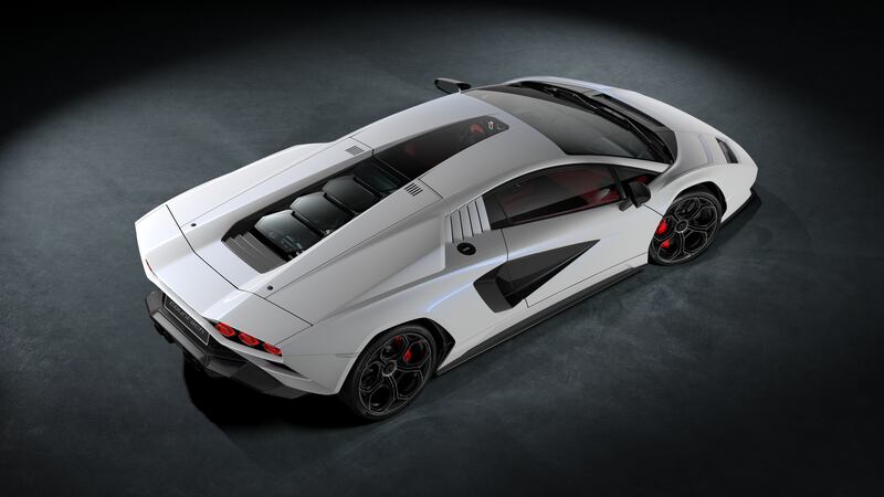 The Countach also uses 48-volt hybrid supercapacitor technology, and the electric motor kicks in an additional 34hp