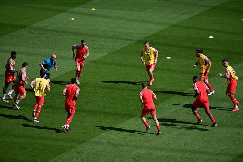 Switzerland's players warm up. AFP