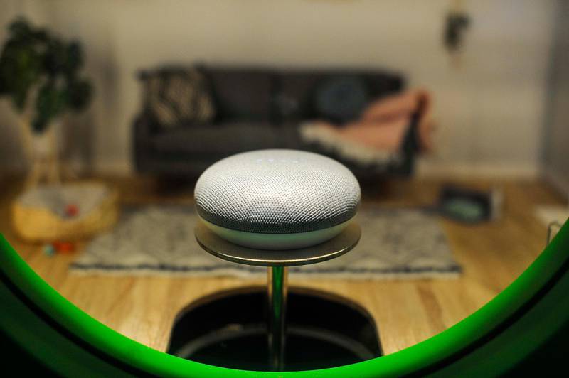Google Home mini assistant, exhibited during the Mobile World Congress, on February 27, 2019 in Barcelona, Spain. Getty Images (Photo by Joan Cros/NurPhoto via Getty Images)
