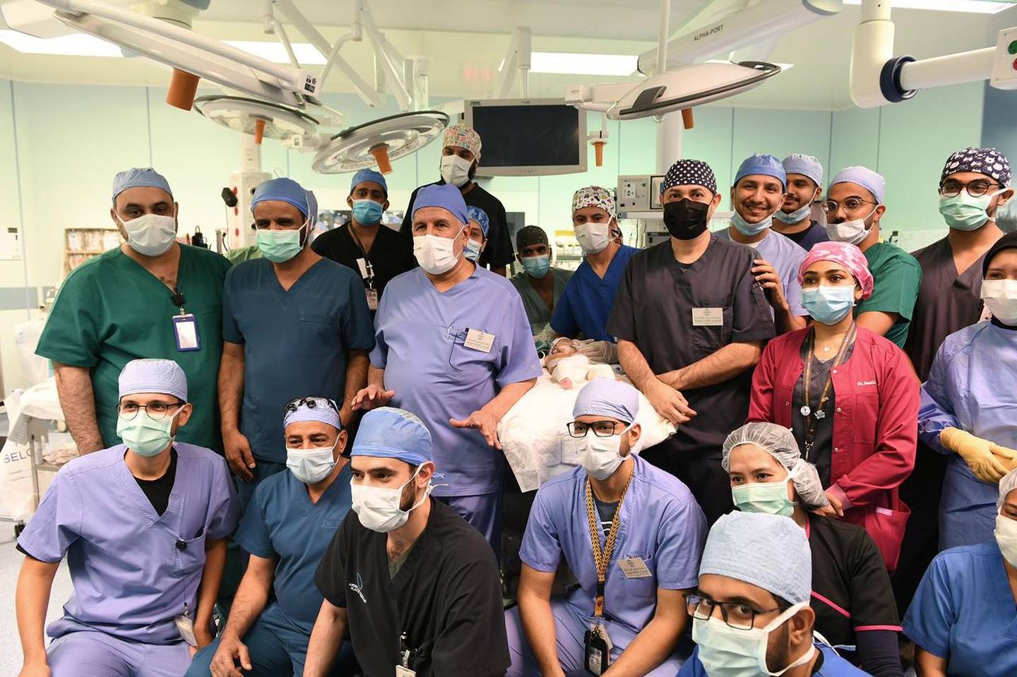 The medical team in charge of the operation on Aisha at King Abdullah Specialised Children's Hospital, Riyadh, Saudi Arabia