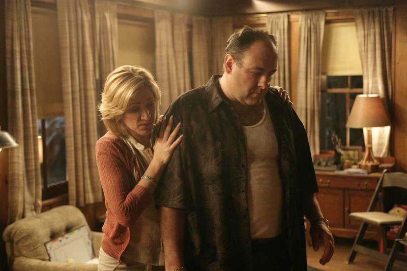 Edie Falco and James Gandolfini in a scene from 'The Sopranos'. Photo: HBO / AP