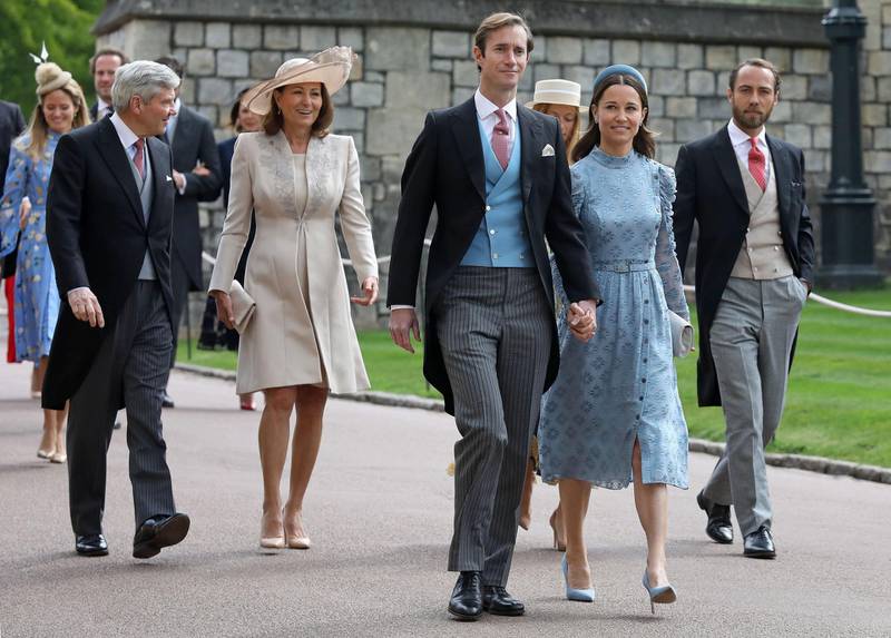 Michael and Carole Middleton, James Matthews, Pippa Middleton and James Middleton arrive at Windsor Castle. AFP