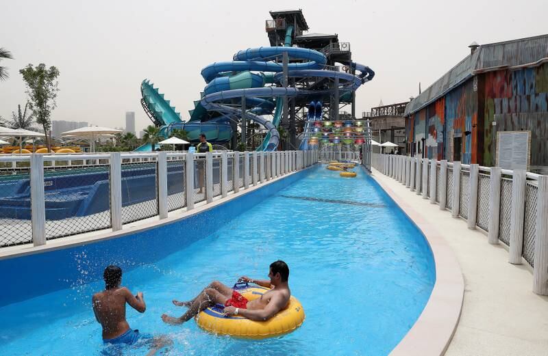 DUBAI , UNITED ARAB EMIRATES , MAY 12 – 2018 :- View of the Laguna Waterpark in La Mer in Dubai.  ( Pawan Singh / The National )  For News/ Big Picture / Weekend. Story by Salam Al Amir
