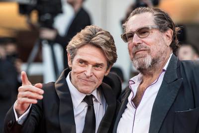 VENICE, ITALY - SEPTEMBER 08: Willem Dafoe and Julian Schnabel  walk the red carpet ahead of the Award Ceremony during the 75th Venice Film Festival at Sala Grande on September 8, 2018 in Venice, Italy. (Photo by Alessandra Benedetti - Corbis/Corbis via Getty Images)