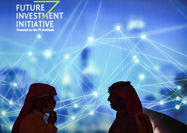 Delegates at the fourth edition of the Future Investment Initiative conference at Riyadh's Ritz-Carlton hotel. Saudi Arabia opened the two-day investment forum where around 100 speakers are set to participate virtually. AFP