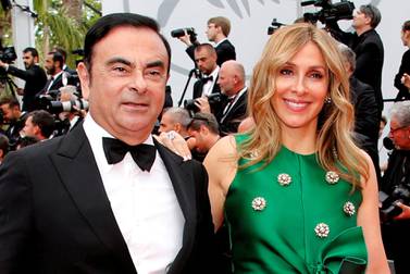 Ousted Nissan chairman Carlos Ghosn with his wife Carole. Reuters 