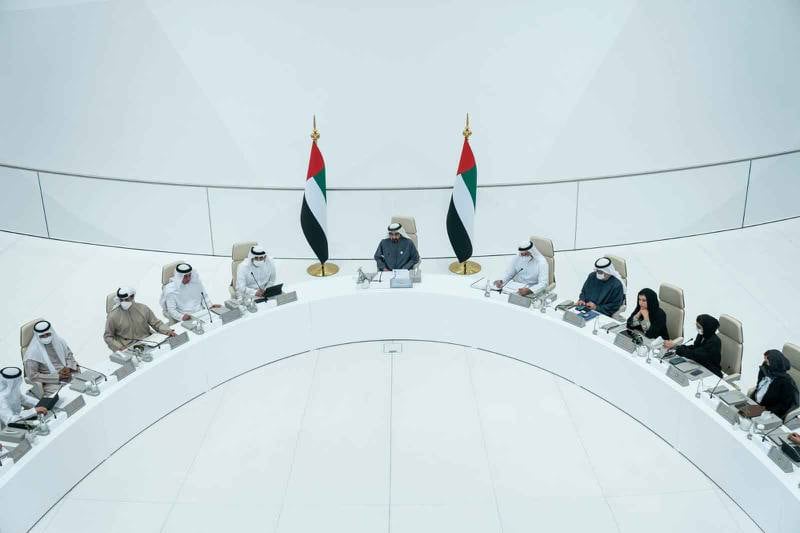 Sheikh Mohammed bin Rashid, Vice President, Prime Minister and Ruler of Dubai, holds a Cabinet meeting at Expo 2020 Dubai on Monday. All photos: @HHShkMohd / Twitter