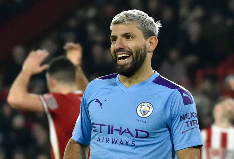 FILE - In this Tuesday, Jan. 21, 2020 file photo, Manchester City's Sergio Aguero smiles during the English Premier League soccer match between Sheffield United and Manchester City at Bramall Lane in Sheffield, England. Sergio Aguero has been using some of his spare time in lockdown to teach British kids how to speak Spanish. The Argentina international has been signed up by the BBC as part of its home-schooling initiative while educational establishments are closed during the coronavirus pandemic. (AP Photo/Rui Vieira, File)