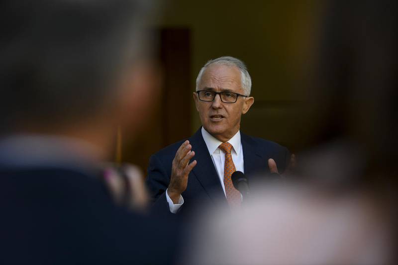 Australian Prime Minister Malcolm Turnbull speaks to the media during a news conference at Parliament House in Canberra, Australia, March 27, 2018.  AAP Image/Lukas Coch/via REUTERS ATTENTION EDITORS - THIS IMAGE WAS PROVIDED BY A THIRD PARTY. NO RESALES. NO ARCHIVE. AUSTRALIA OUT. NEW ZEALAND OUT.