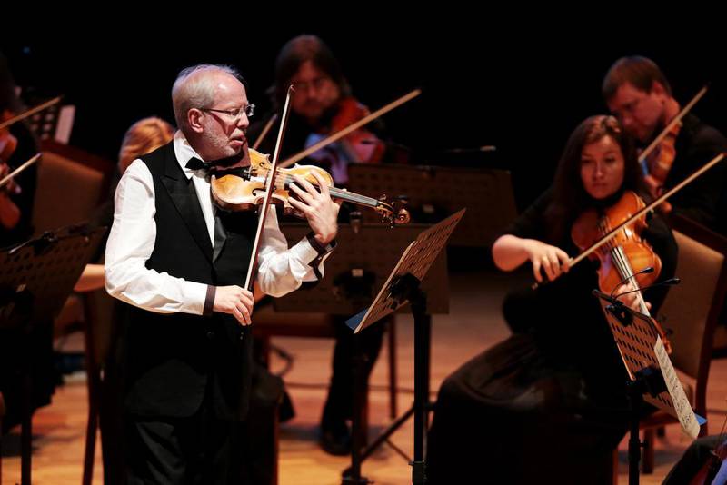 Latvian violinist Gidon Kremer is back in the capital for a performance with his Kremerata Baltica chamber orchestra. Christopher Pike / The National