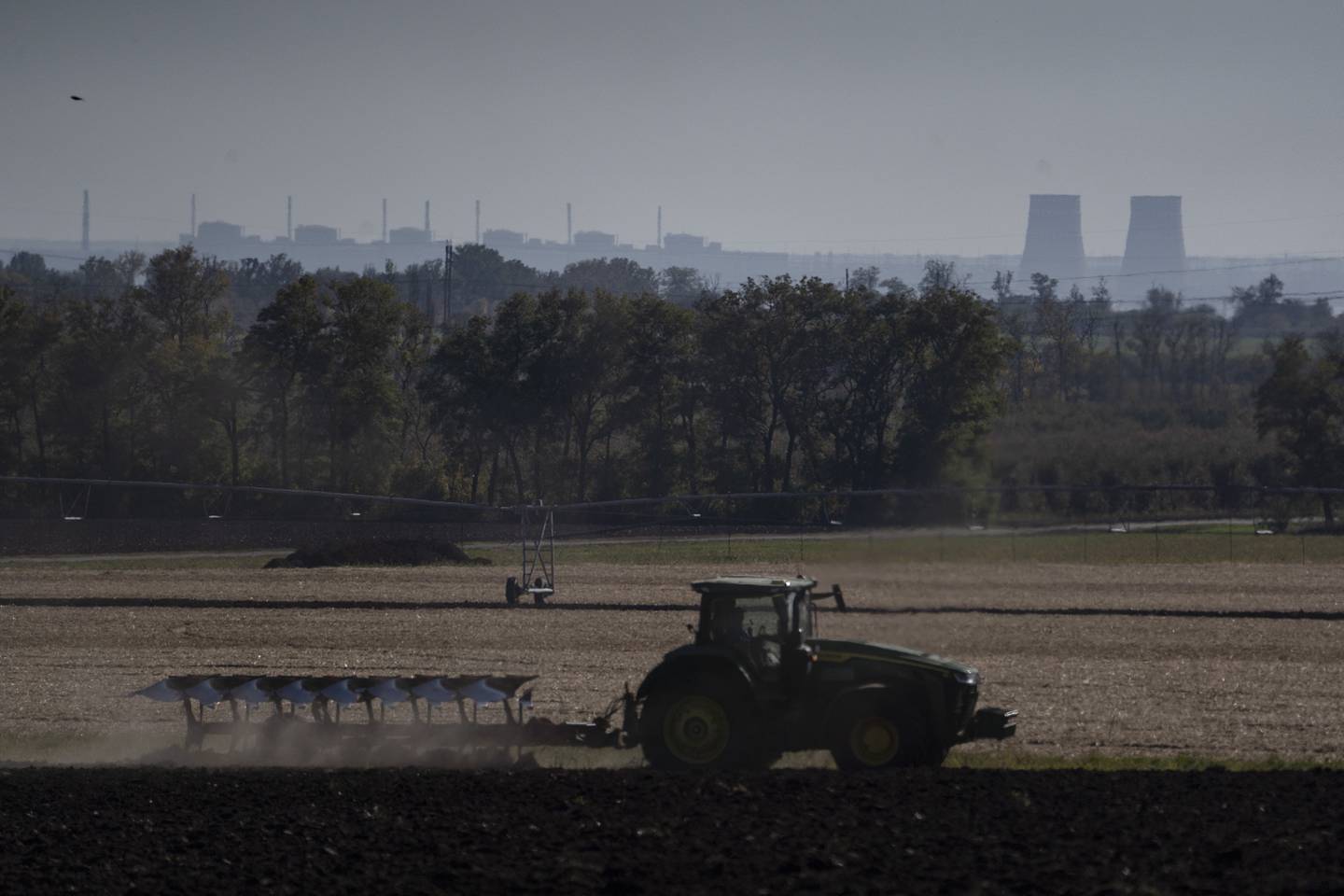 Zaporizhzhia nuclear power plant is seen from 20 kilometres away, in Dnipropetrovsk, Ukraine, on October 17. AP
