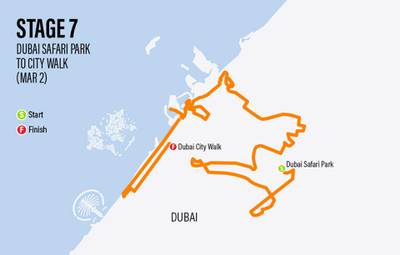 Stage 7 (145km): Dubai Stage - sprint stage starting at Dubai Safari Park, ending at City Walk