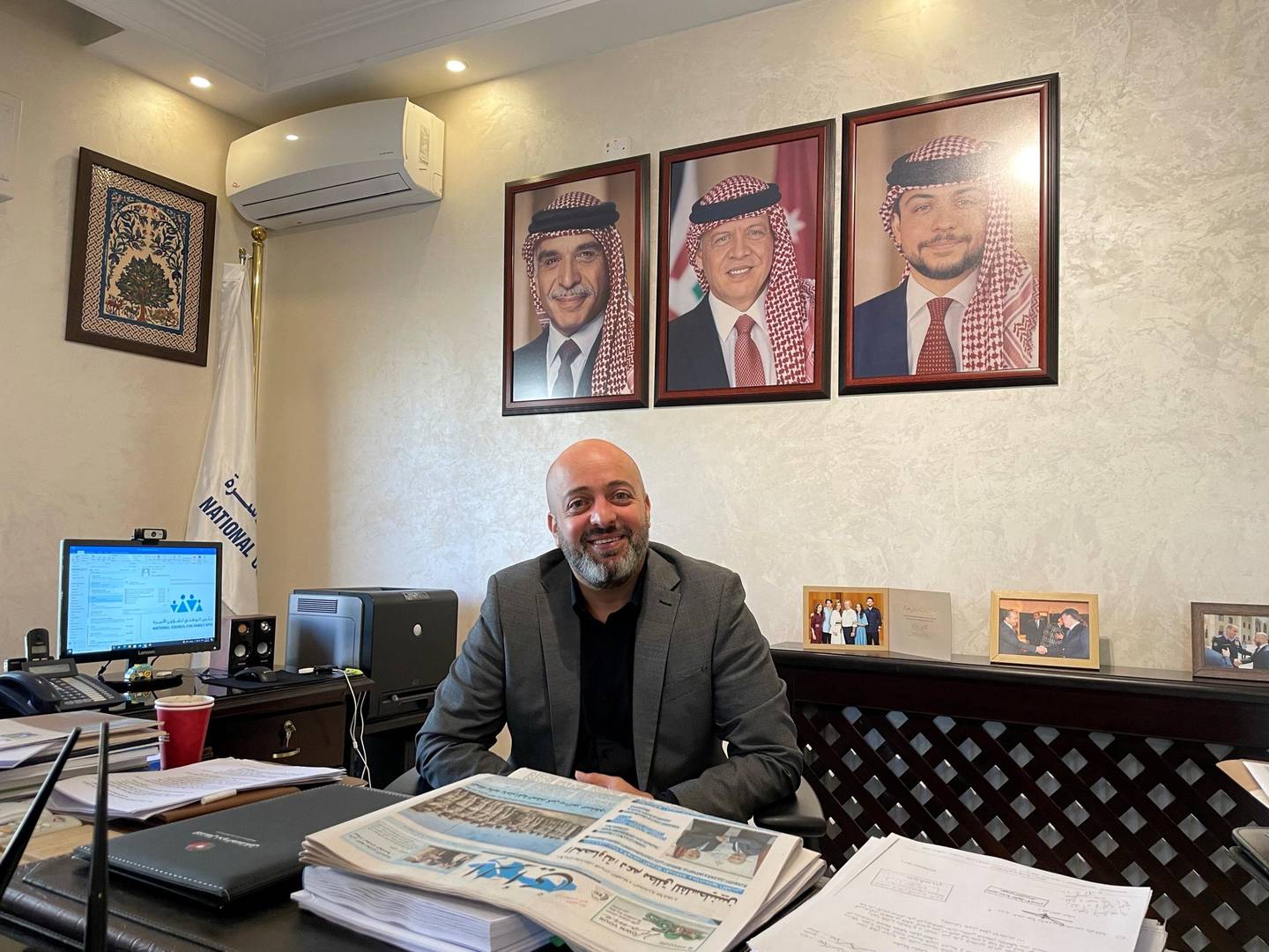 Mohammed Mogdadi, head of the National Council for Family Affairs, which is supported by Jordan’s Queen Rania, speaks to 'The National' at his office in Amman. Photo: Khaled Yacoub Oweis / The National