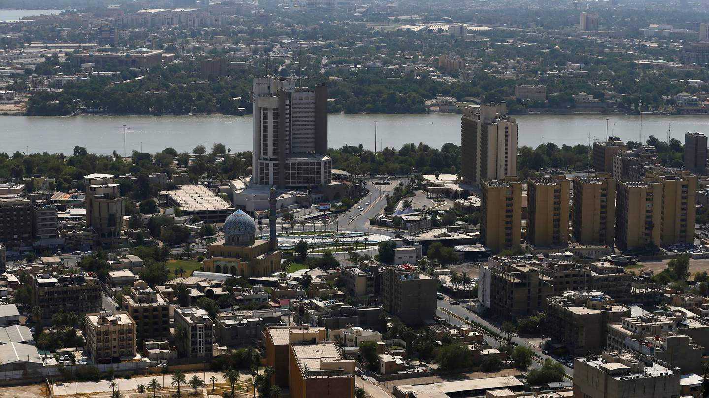 An aerial view of Baghdad, Iraq July 11, 2020. Picture taken on board a helicopter. Picture taken July 11, 2020. REUTERS/Thaier Al-Sudani