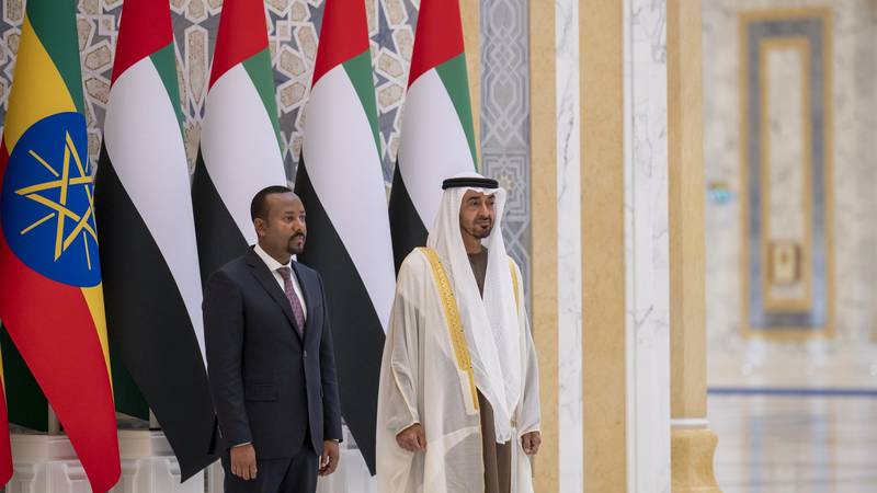 An image that illustrates this article Sheikh Mohamed bin Zayed receives Ethiopia's prime minister in Abu Dhabi