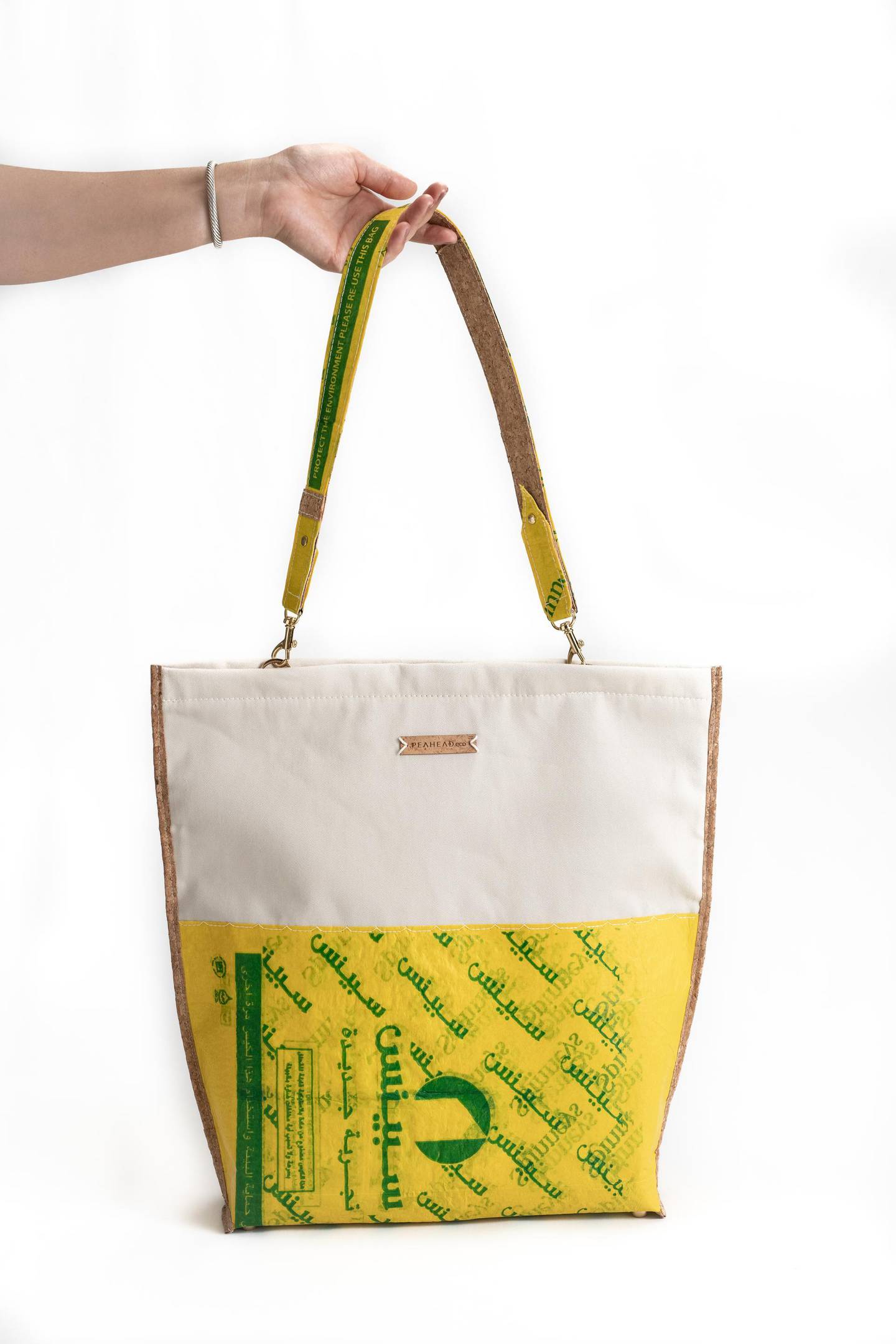 Peahead.eco's Curtain Call totes are made from upcycled curtains and used plastic bags. Ian D Murphy