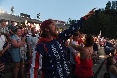 Supporters of the US president attend Independence Day events at Mount Rushmore National Memorial. AFP
