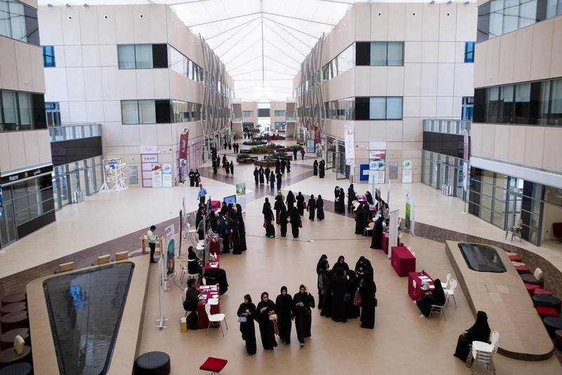 Women make up almost 90 per cent of the student population at Zayed University. Christopher Pike / The National