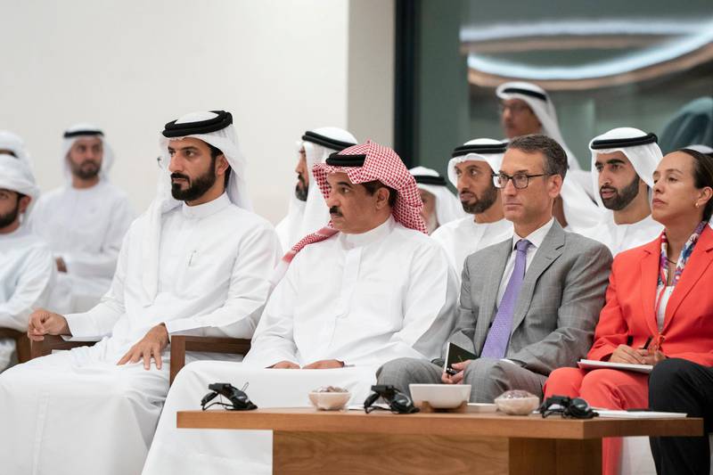 ABU DHABI, UNITED ARAB EMIRATES - May 20, 2019: Dignitaries and guests, attend a lecture by James Mattis, Former US Secretary of Defense (not shown), titled: 'The Value of the UAE - US Strategic Relationship', at Majlis Mohamed bin Zayed.

( Rashed Al Mansoori / Ministry of Presidential Affairs )
---