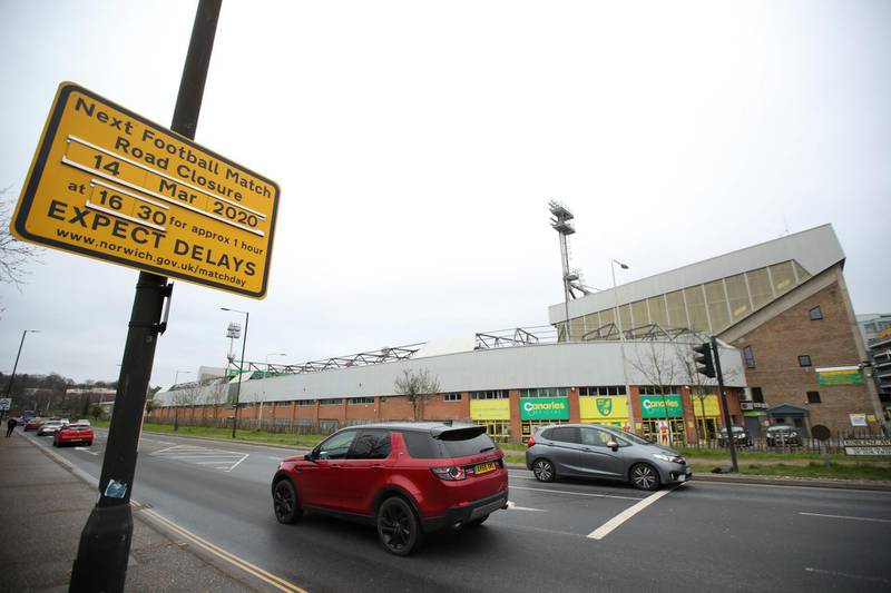 Carrow Road, home of Premier League basement club Norwich City. The Canaries were set to play Southampton on Saturday. Reuters