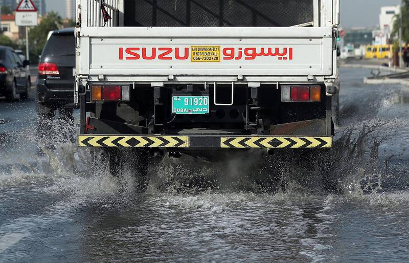 Dubai, United Arab Emirates - January 9th, 2018: Standalone. Flooding in Dubai as the rain fell. Tuesday, January 9th, 2018 at First Al Khail, Dubai. Chris Whiteoak / The National