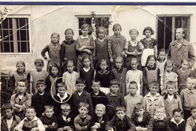 Joseph Ratzinger, 10, with classmates in Aschau am Inn, Bavaria, where he went to school from 1932 to 1937. AFP