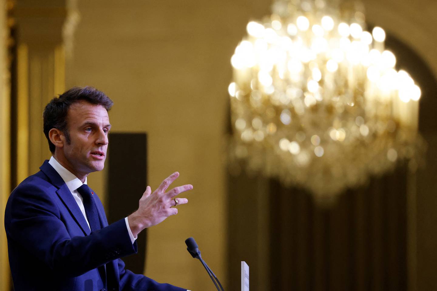 French President Emmanuel Macron says the reform is necessary to fund the welfare state. Reuters 
