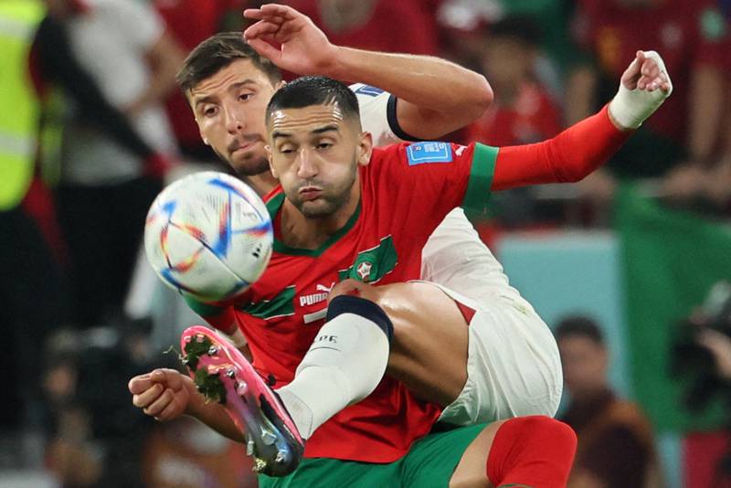 Ruben Dias - 6, Had looked dominant in the air in both boxes before seemingly ducking out when En Nesyri scored the opener, likely expecting his goalkeeper to gather the ball. Put in a great tackle to stop Ziyech breaking forward. AFP