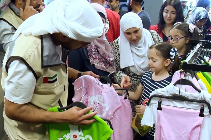 The Emirates Red Crescent team in the Syrian governorate of Latakia, distribute Eid clothes to 60 children orphaned by the earthquake on February 6. All photos: Wam