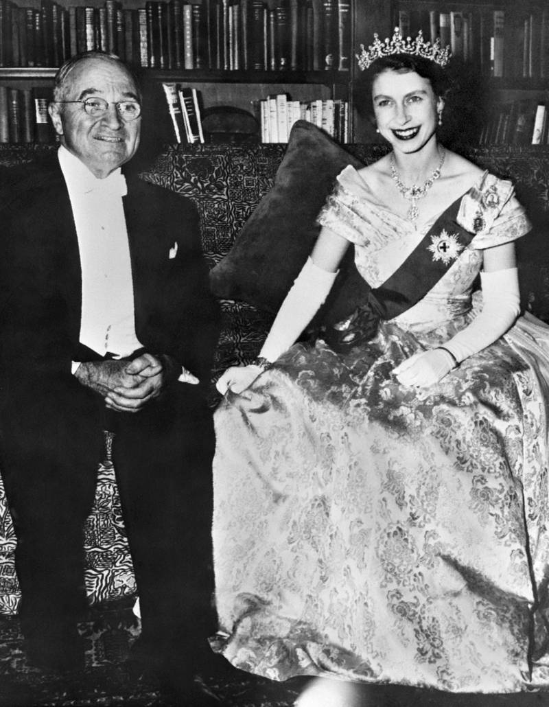 Princess Elizabeth poses with Harry Truman, the US president at the time, in October 1951 at the White House. AFP