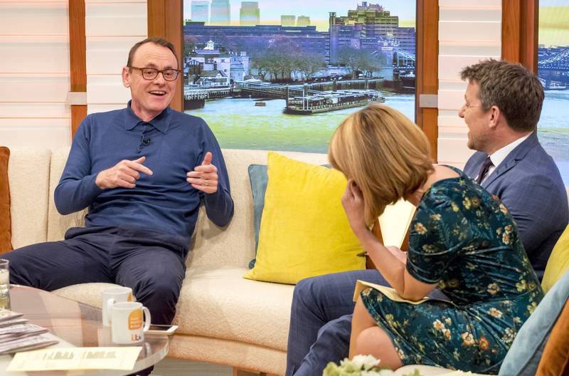 Sean Lock with Kate Garraway and Ben Shephard on 'Good Morning Britain' TV show, November 30, 2017.