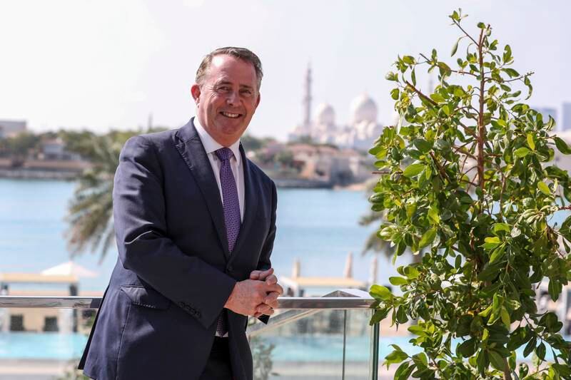 Liam Fox, Member of Parliament of the United Kingdom at Fairmount Bab Al Bahr Hotel, Abu Dhabi. Dr Fox will be chairing the Innovation Zero conference at Olympia in London. Khushnum Bhandari / The National
