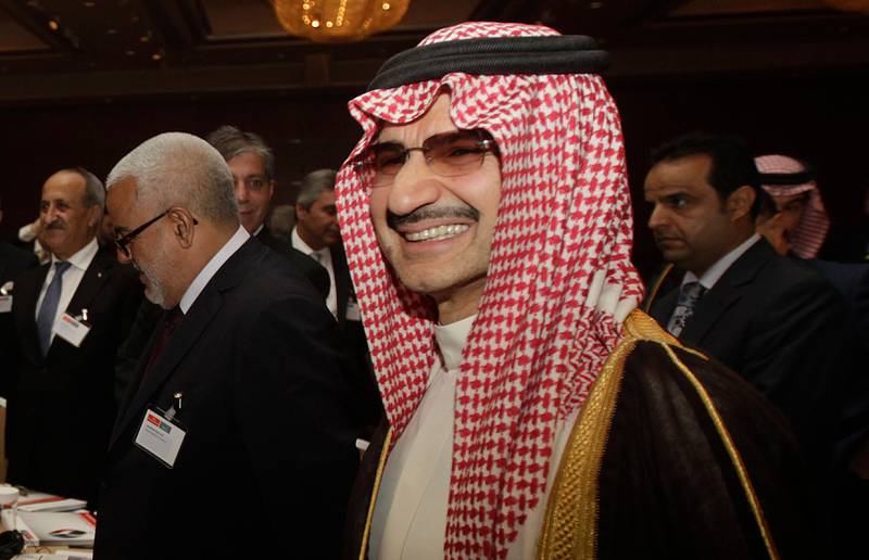 epa06313904 (FILE) - HRH Prince Alwaleed Bin Talal Bin Abdulaziz Al Saud, Chairman of Kingdom Holding Company of Saudi Arabia, during an Economist magazine conference under the title 'Europe and the Arab world: Strengthening Political, Business and Investment Ties', held in Athens, Greece, 05 May 2014 (reissued 07 November 2017). According to reports, Billionaire-prince Alwaleed Bin Talal is one of the eleven princes arrested on 04 November, along side four current ministers and tens of former ministers, in anti-corruption inquiry in Saudi Arabia.  EPA/ORESTIS PANAGIOTOU