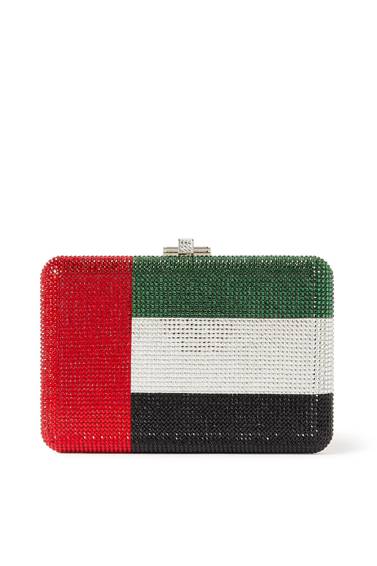 The flag of the UAE is depicted on a clutch by Judith Leiber. Courtesy Net A Porter