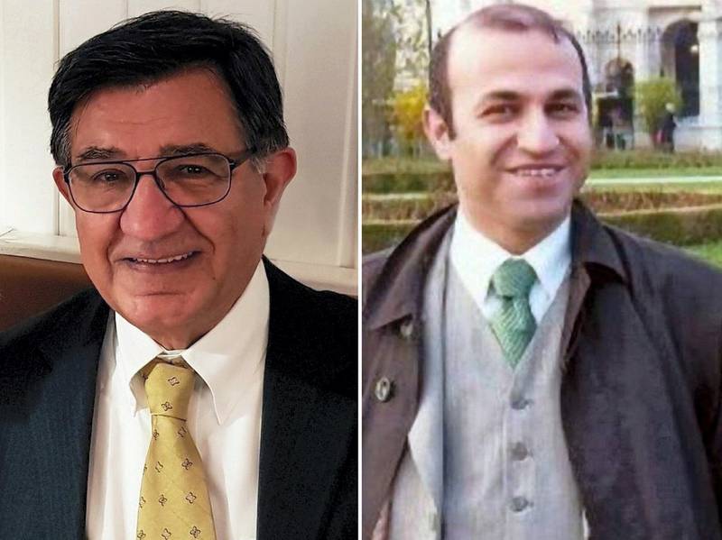 Massud Mossaheb, left, and Kamran Ghaderi have both been jailed for a decade for 'baseless' espionage charges. Family handouts