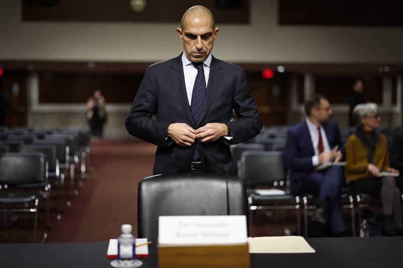 Commodity Futures Trading Commission chairman Rostin Behnam prepares to speak before a US Senate committee to discuss the collapse of the cryptocurrency exchange company FTX. Bloomberg