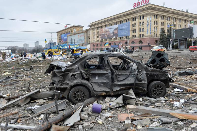The aftermath of Russian shelling in Kharkiv, Ukraine's second city. AFP
