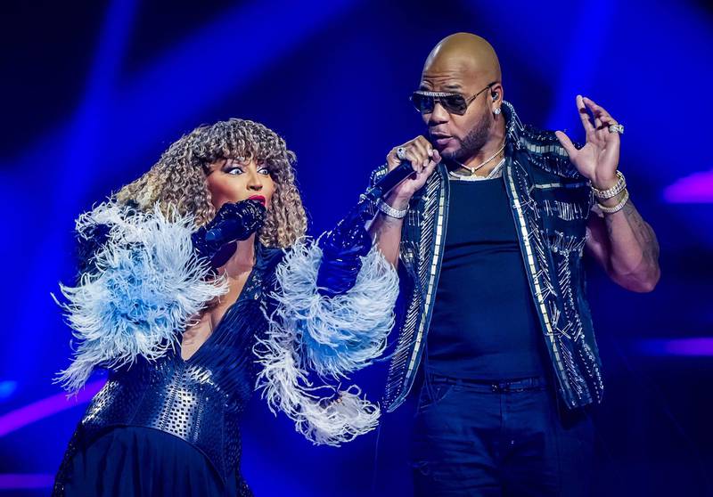 Senhit from San Marino, together with rapper Flo Rida, perform at the 65th Eurovision Song Contest. EPA