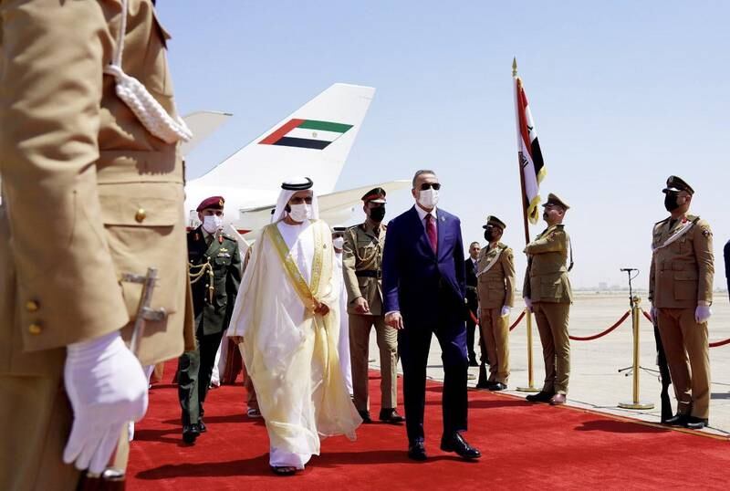 Sheikh Mohammed bin Rashid leads the UAE delegation to the regional summit in Baghdad. Twitter